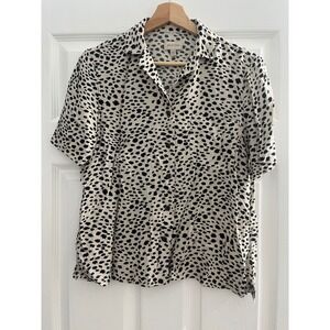 Brixton Bowery Womens Short Sleeve Button Down Shirt Abstract Animal Print XS